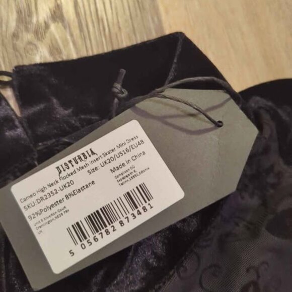 Disturbia cameo high neck flocked mesh insert skater mini dress size 16 new - Picture 4 of 4